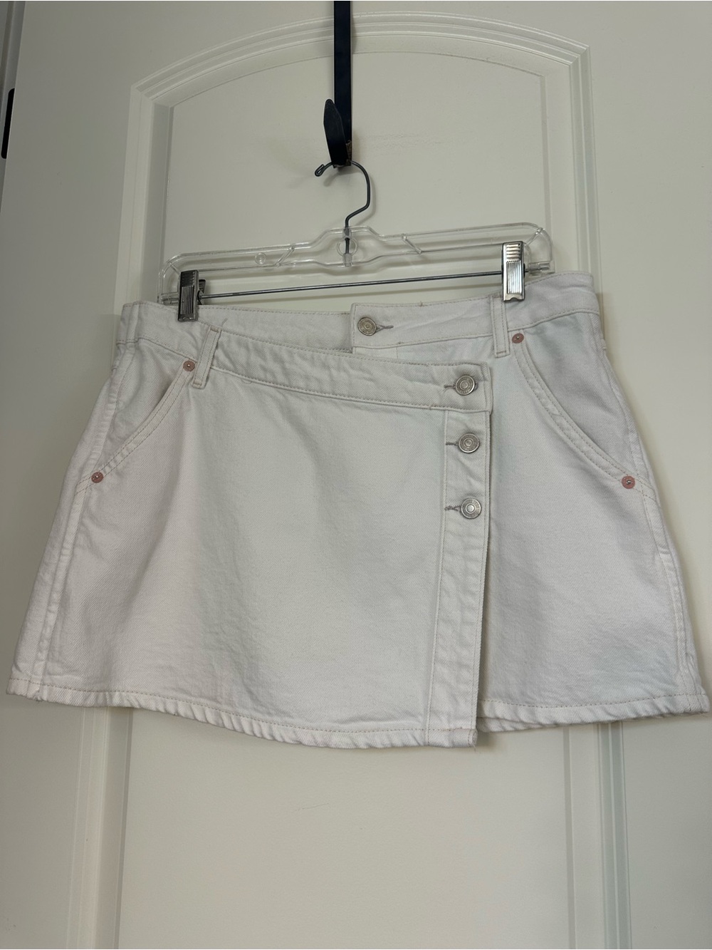 White Asymmetrical Mini Skirt - Picture 2 of 13